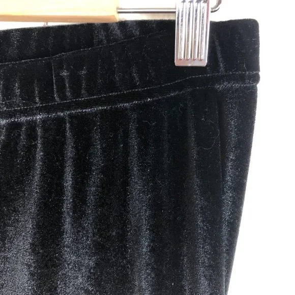 MARIE NICOLE CLOTHING Black Crushed Velvet Flare Curtain Long Pants Size Large - Picture 2 of 11